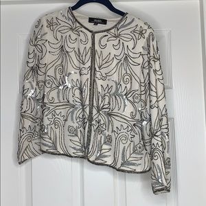 Lulus Cream Sequins Blazer Sz M